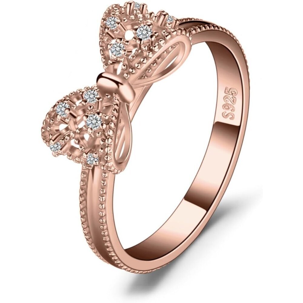 14k White Yellow Rose Gold Plated 925 Sterling Silver Rings for Women, Cubic Zir